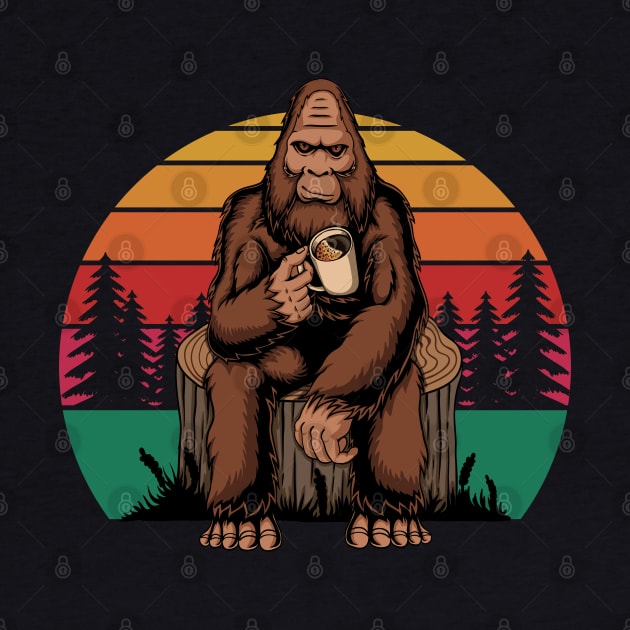 Bigfoot Forest Retro Sunset by puffstuff